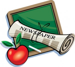 chalkboard and newspaper